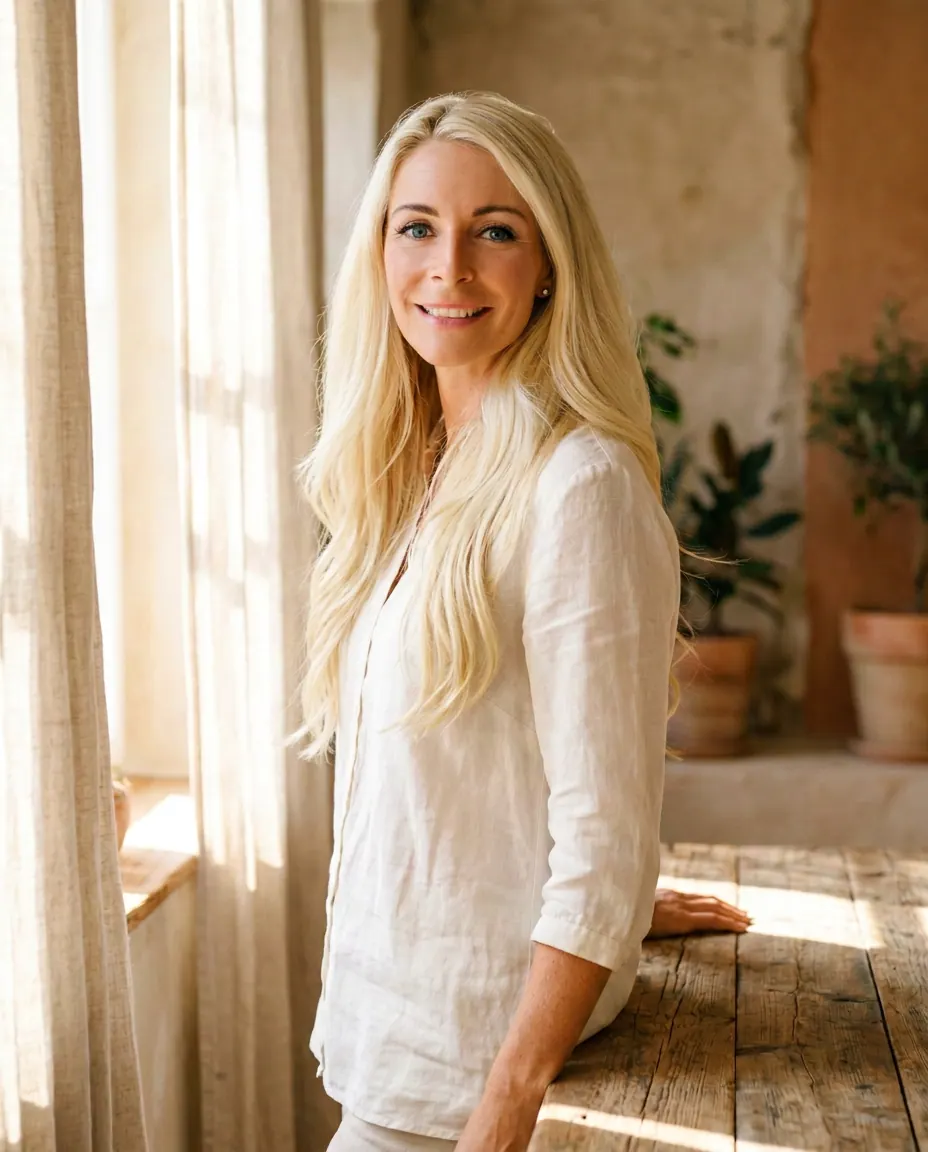 Melanie Matl, Gründerin der Aupair-Agentur Besondere Sterne, im warmen Morgenlicht.